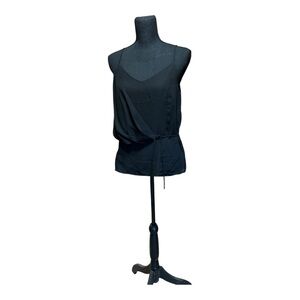 Lily White NWT Womens Cami Tank Top Sz S Spaghetti String Draped Black V…Y2K